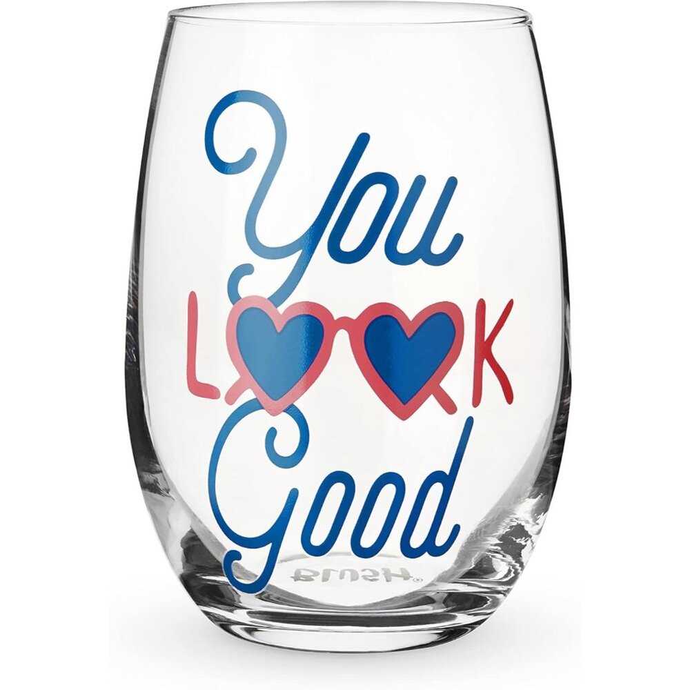NEW Blush "You Look Good" Stemless Wine Glass - 16oz - Set of 2